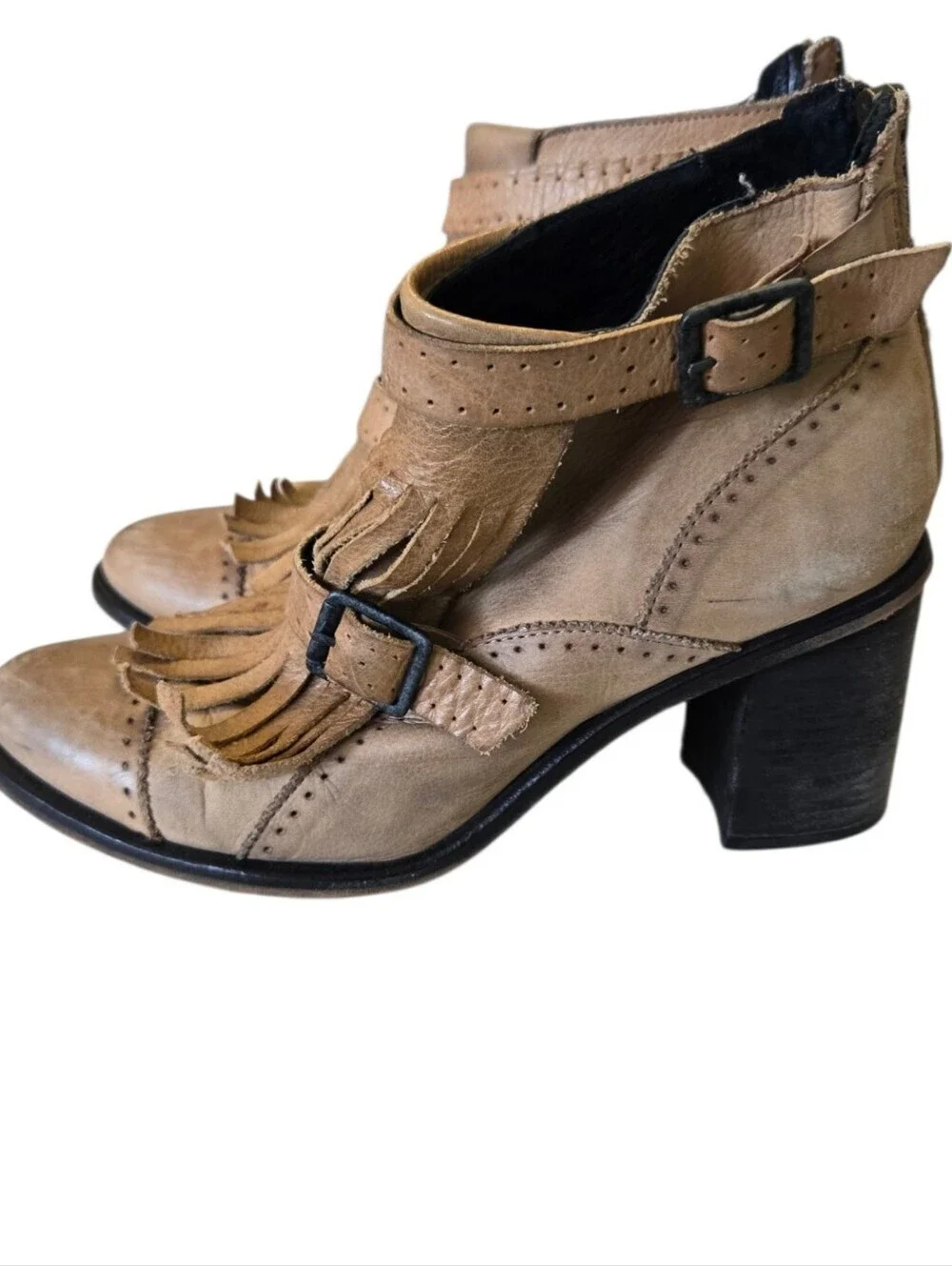Jeffrey Campbell x Free People Peridot Fringe Leather Booties Size 8.5 🤎🔥